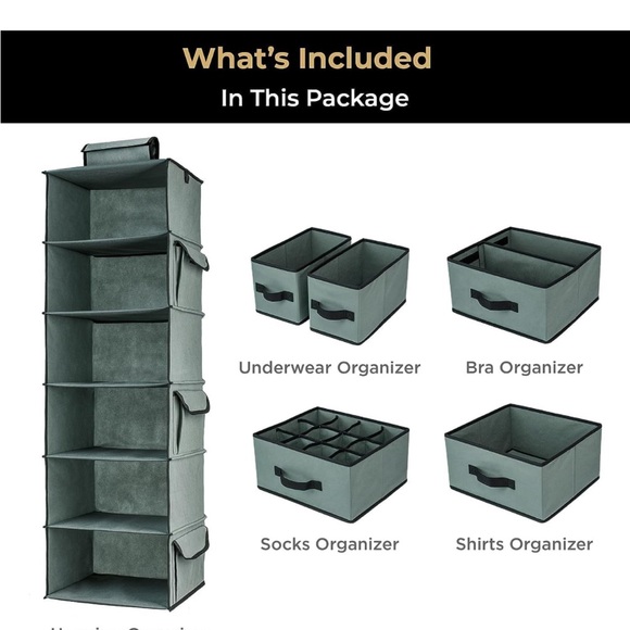 SMIRLY 6 Shelf Hanging Closet Organizer with Drawers - Picture 3 of 8